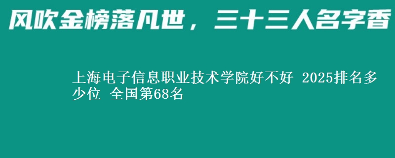 上海電子信息職業(yè)技術(shù)學(xué)院好不好 2025排名多少位 全國第68名