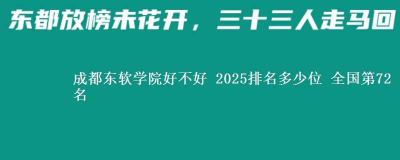 成都東軟學(xué)院好不好 2025排名多少位 全國第72名