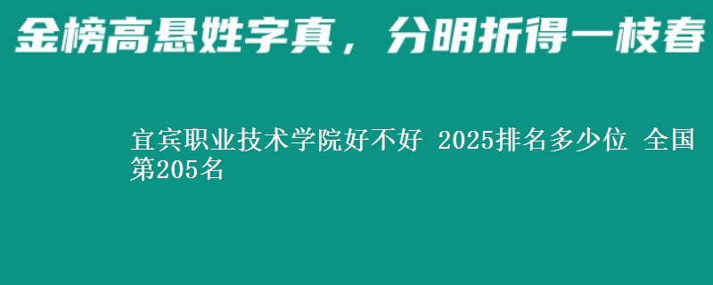 宜賓職業(yè)技術(shù)學(xué)院好不好 2025排名多少位 全國(guó)第205名