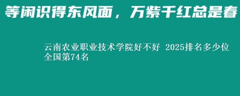 云南農(nóng)業(yè)職業(yè)技術(shù)學(xué)院好不好 2025排名多少位 全國(guó)第74名