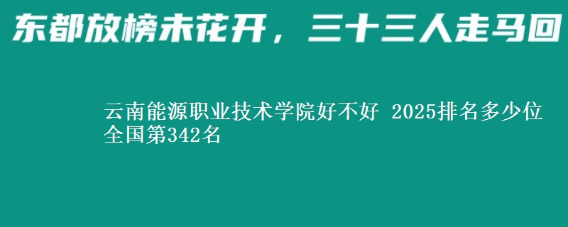 云南能源職業(yè)技術(shù)學(xué)院好不好 2025排名多少位 全國第342名
