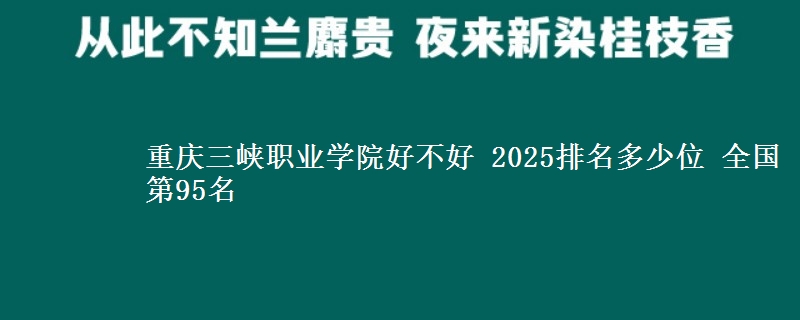 重慶三峽職業(yè)學(xué)院好不好 2025排名多少位 全國(guó)第95名