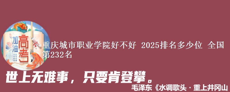 重慶城市職業(yè)學院好不好 2025排名多少位 全國第232名