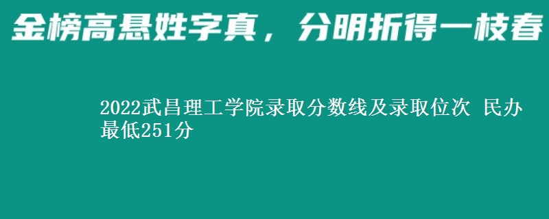 2022武昌理工學院錄取分數(shù)線及錄取位次 民辦最低251分