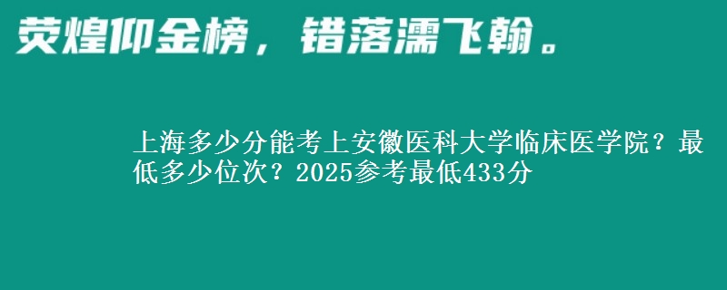 上海多少分能考上安徽醫(yī)科大學(xué)臨床醫(yī)學(xué)院？最低多少位次？2025參考最低433分