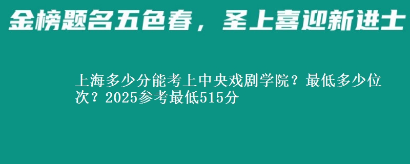 上海多少分能考上中央戲劇學(xué)院？最低多少位次？2025參考最低515分