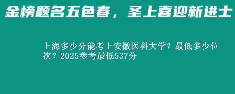 上海多少分能考上安徽醫(yī)科大學(xué)？最低多少位次？2025參考最低537分