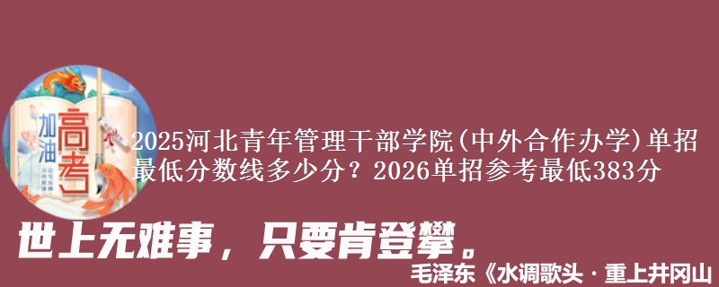 2025河北青年管理干部學院(中外合作辦學)單招最低分數(shù)線多少分？2026單招參考最低383分