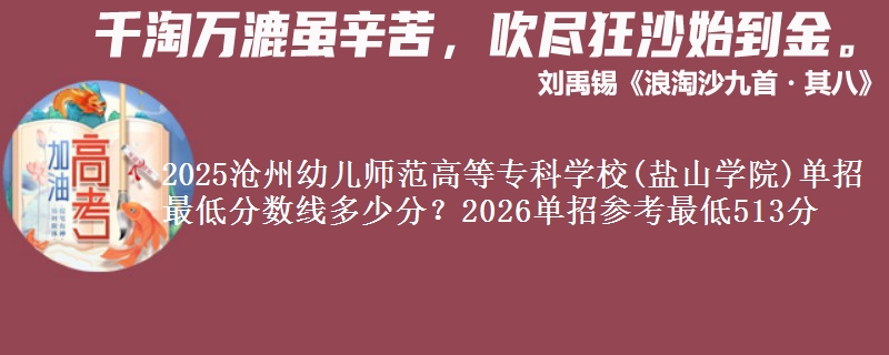 2025滄州幼兒師范高等專(zhuān)科學(xué)校(鹽山學(xué)院)單招最低分?jǐn)?shù)線(xiàn)多少分？2026單招參考最低513分