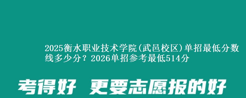 2025衡水職業(yè)技術(shù)學(xué)院(武邑校區(qū))單招最低分?jǐn)?shù)線(xiàn)多少分？2026單招參考最低514分