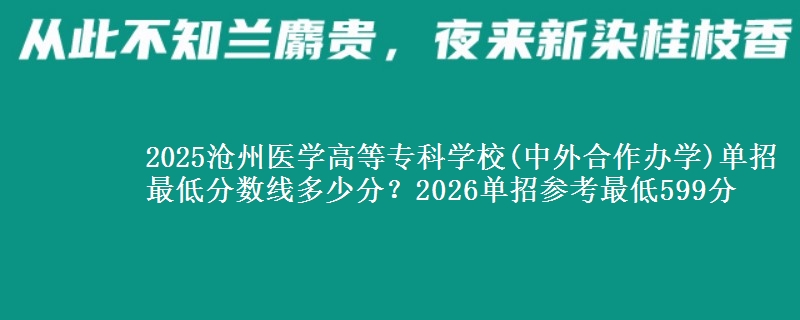 2025滄州醫(yī)學(xué)高等?？茖W(xué)校(中外合作辦學(xué))單招最低分?jǐn)?shù)線多少分？2026單招參考最低599分