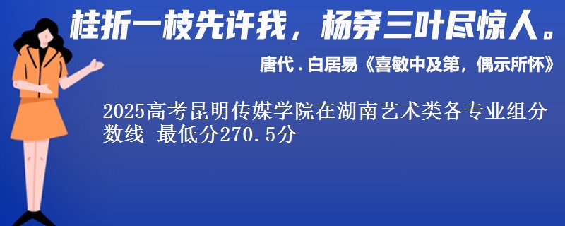 2025高考昆明傳媒學(xué)院在湖南藝術(shù)類各專業(yè)組分?jǐn)?shù)線 最低分270.5分