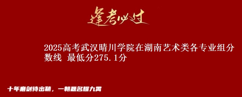 2025高考武漢晴川學(xué)院在湖南藝術(shù)類各專業(yè)組分?jǐn)?shù)線 最低分275.1分