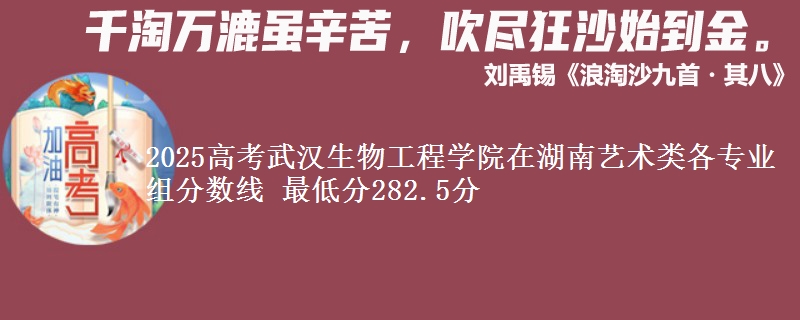 2025高考武漢生物工程學(xué)院在湖南藝術(shù)類各專業(yè)組分?jǐn)?shù)線 最低分282.5分