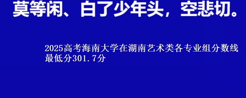 2025高考海南大學(xué)在湖南藝術(shù)類各專業(yè)組分?jǐn)?shù)線 最低分301.7分