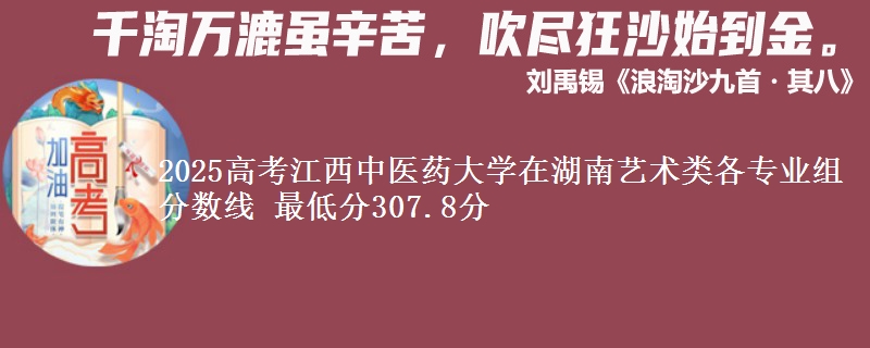 2025高考江西中醫(yī)藥大學(xué)在湖南藝術(shù)類各專業(yè)組分?jǐn)?shù)線 最低分307.8分