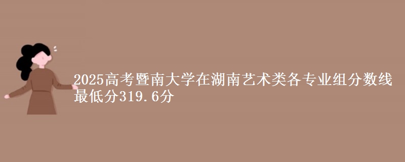 2025高考暨南大學(xué)在湖南藝術(shù)類各專業(yè)組分?jǐn)?shù)線 最低分319.6分