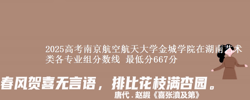 2025高考南京航空航天大學金城學院在湖南藝術類各專業(yè)組分數(shù)線 最低分667分