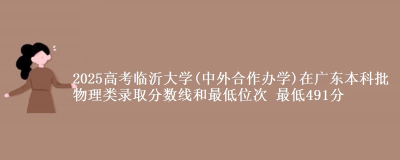 2025高考臨沂大學(xué)(中外合作辦學(xué))在廣東本科批物理類錄取分?jǐn)?shù)線和最低位次 最低491分