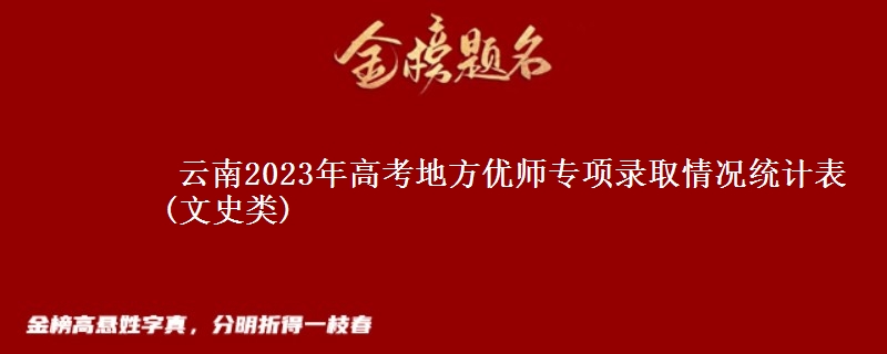  云南2023年高考地方優(yōu)師專項錄取情況統(tǒng)計表(文史類)